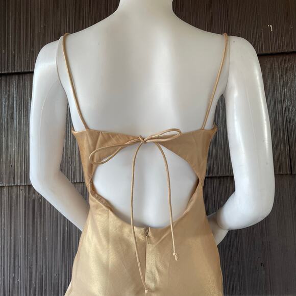 🔥Vintage Y2K Asymmetrical Neck Beaded Embellished Open Back Formal Party Dress - Picture 8 of 16